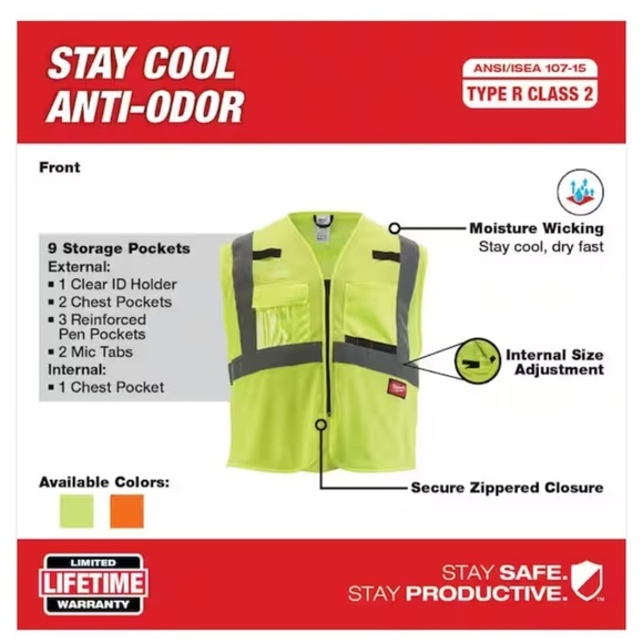 NWT Milwaukee Mesh Safety Vest - Picture 5 of 8